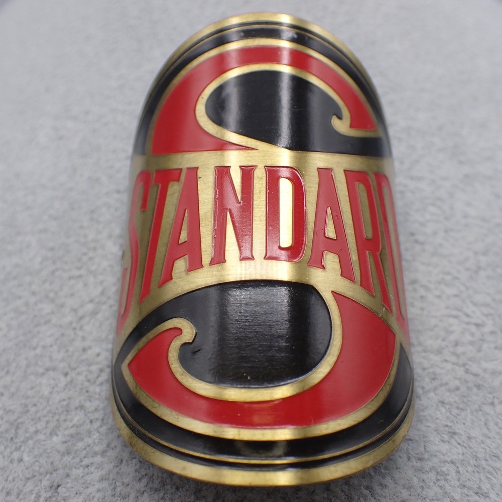 Standard Bicycle Head Tube Badge Vintage Style Brass Red Black Enameled Metal